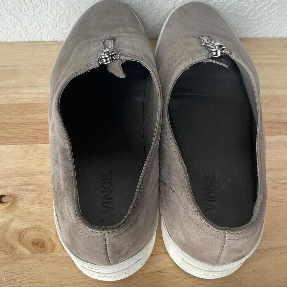 Vince‎ Gray Zip Front Slip On Platform Sneaker Women 8.5M China Nubuck/Leather